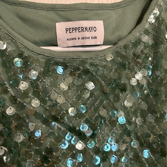 Peppermayo Tongue Tied Sequin Mini Dress - Mint - Picture 5 of 7